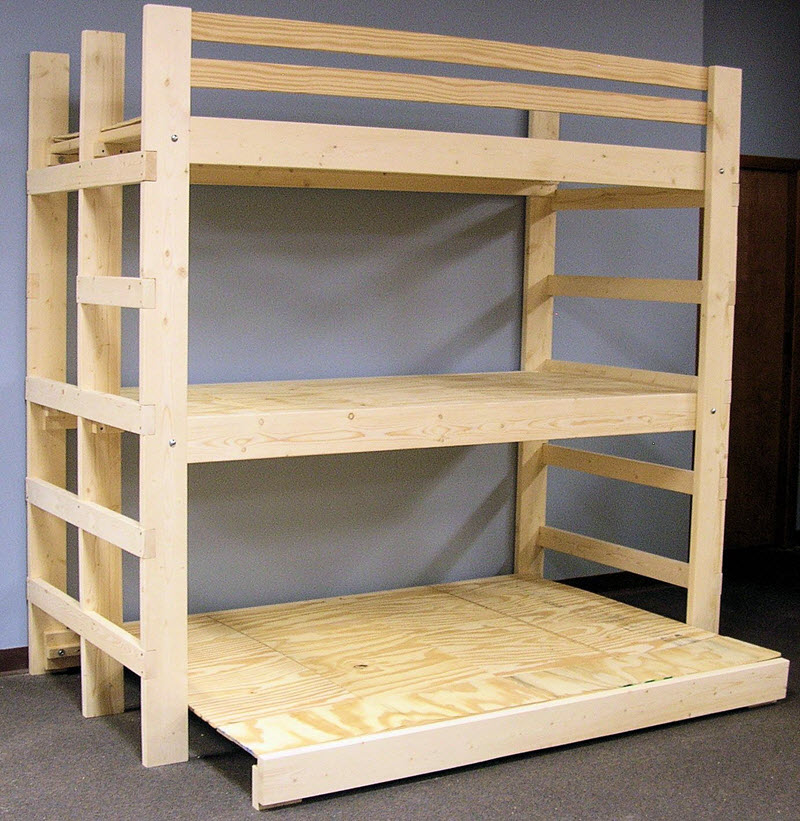 low triple bunk bed