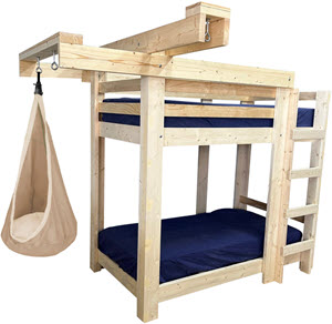 loft bed with a swing