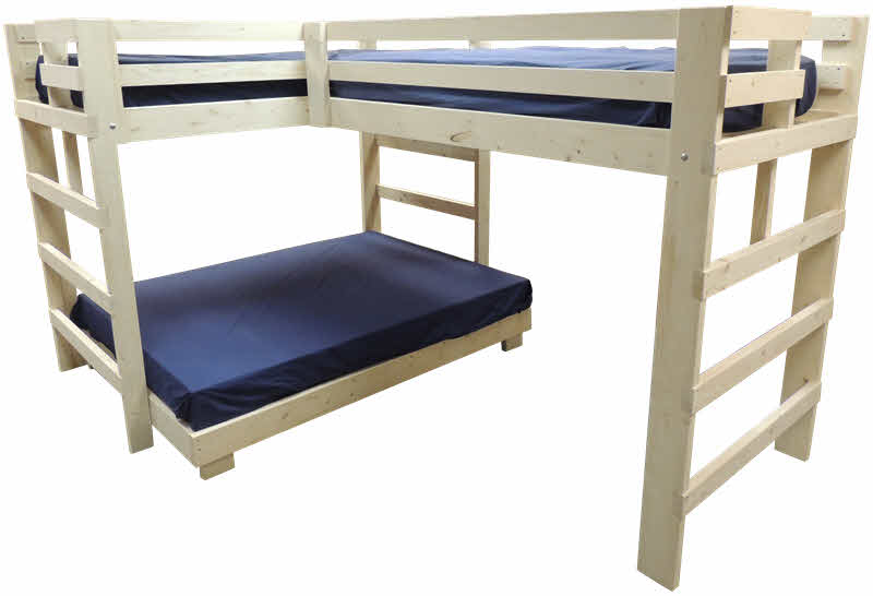 twin over queen bunk bed l shape